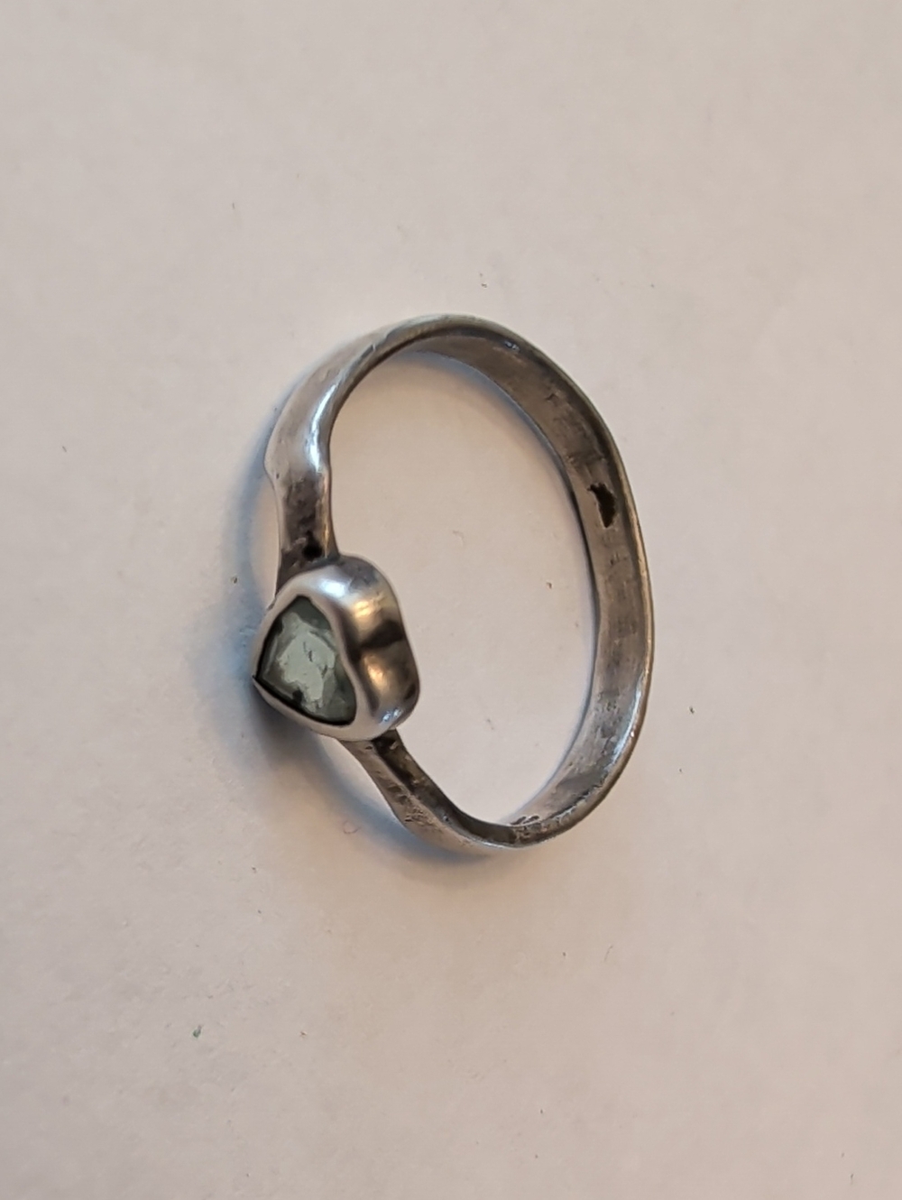 Sterling Silver Ring with Pale Green Gemstone